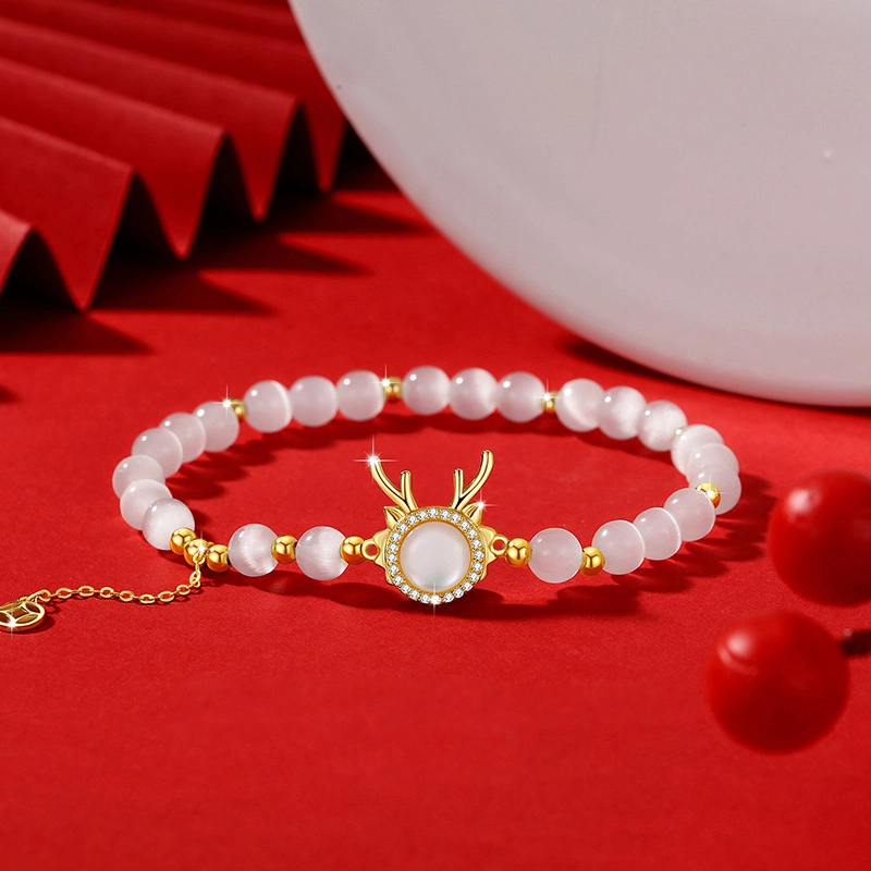 万娜 小萌龙 宫廷风时尚 国潮本命年 显白轻奢气质平安饰品 猫眼石 手串 女款