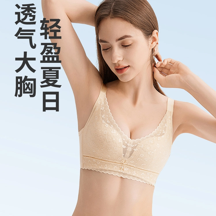 都市丽人 人无钢圈大胸显小内衣女薄款舒适透气性感蕾丝文胸 女款