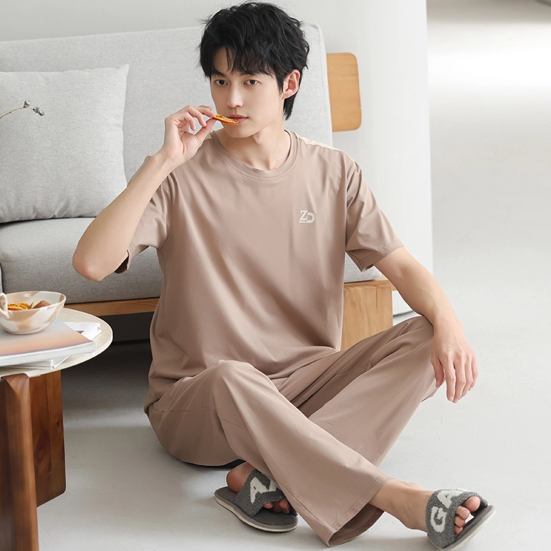 都市丽人 抗菌短袖长裤休闲薄款可外穿家居服睡衣套装 男款 图片色