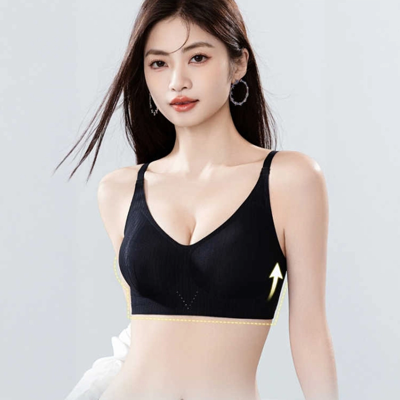 都市丽人 内衣超薄冰丝凉感细肩带小胸聚拢无痕夏季大胸显小聚拢文胸 女款