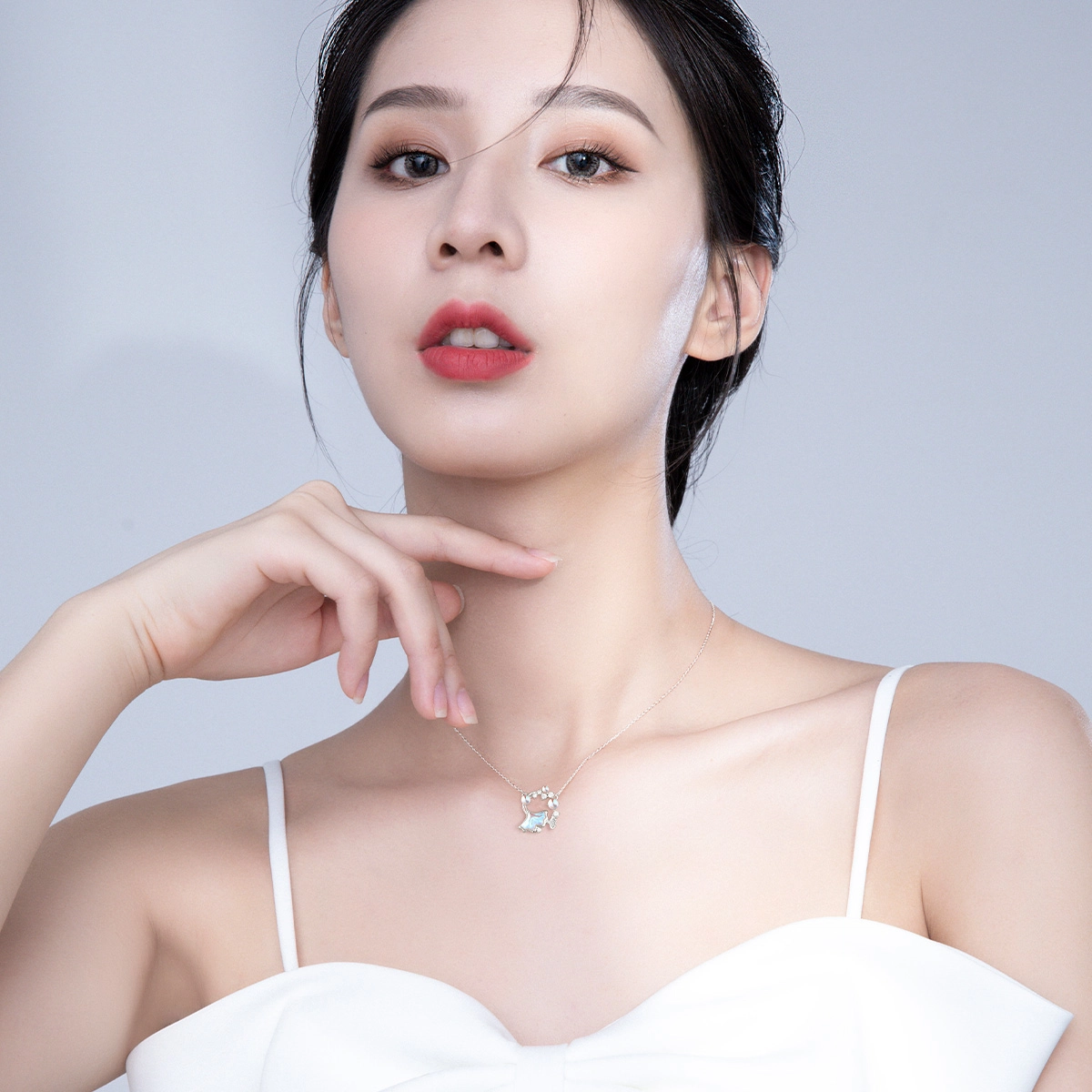 秦福炫 三生有杏 小众设计感锁骨链珍珠款高级吊坠 珍珠 琉璃 项链 女款 银色