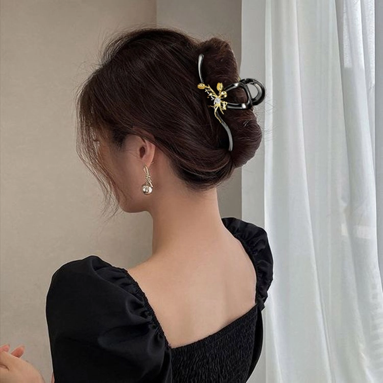 秦福炫 郁金香花朵抓夹 高级感鲨鱼夹大号后脑勺盘发 发夹 女款
