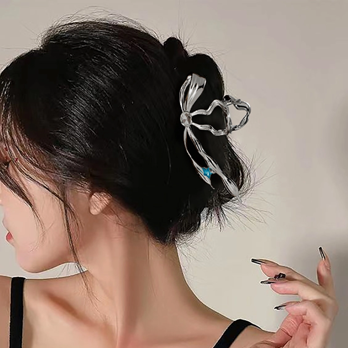 秦福炫 高级感 金属大发量后脑勺 超大号蝴蝶结 发夹 女款