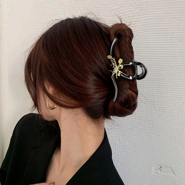 秦福炫 郁金香花朵抓夹 高级感鲨鱼夹大号后脑勺盘发 发夹 女款