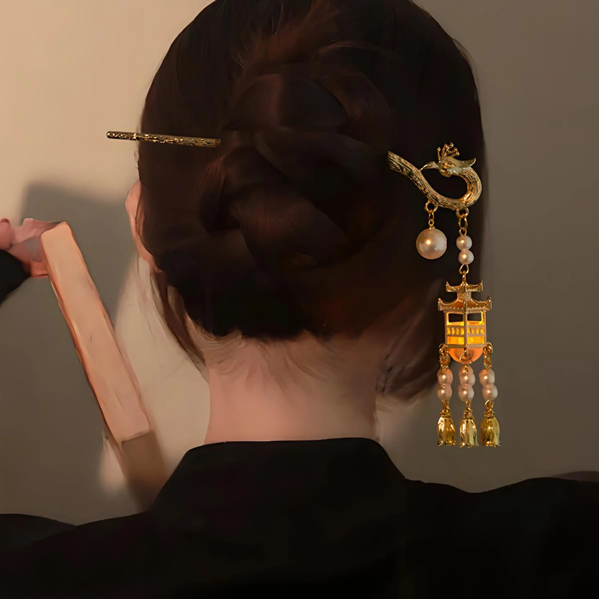 秦福炫 宫灯流苏 高级感步摇古风汉服旗袍头饰盘发 发簪 女款