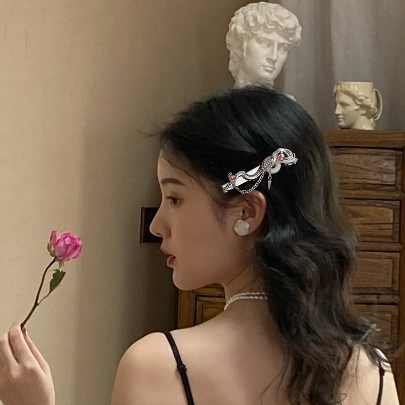 秦福炫 生肖龙流苏轻奢设计感 发夹 女款 银色