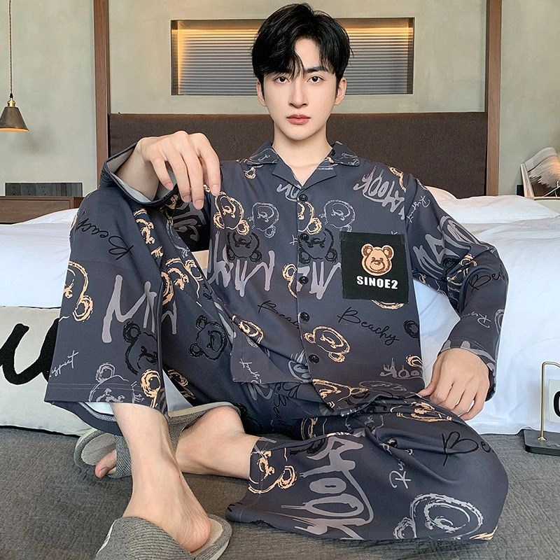 俏霓桐 休闲卡通开衫休闲舒适可外穿时尚家居服睡衣套装 男款 图色