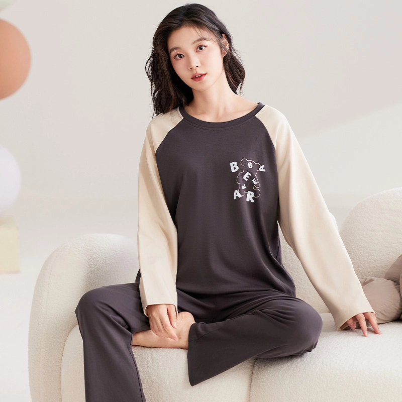 俏霓桐 休闲简约舒适可爱清新甜美套头可外穿家居服睡衣套装 女 图色