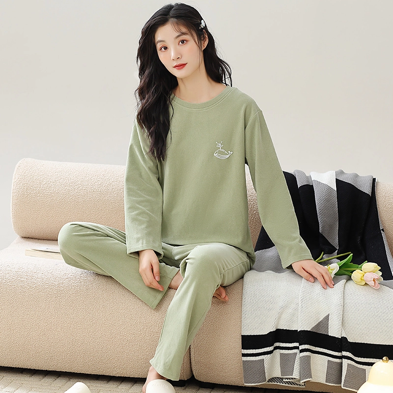 俏霓桐 清新可爱甜美休闲舒适加磨毛德绒厚家居服睡衣套装 女 图色