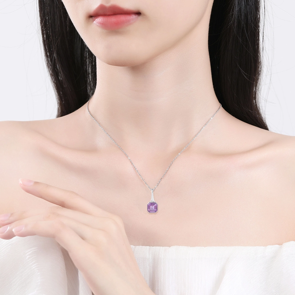 中国黄金 珍·如金 紫罗兰小方糖 简约气质百搭 精致高级感#好运天然 紫水晶 项链 女款