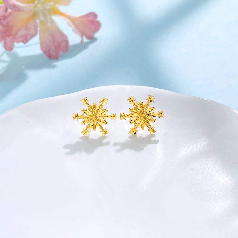 中国黄金 珍·如金 绕线雪花 足金 按克计价 黄金耳钉 女款