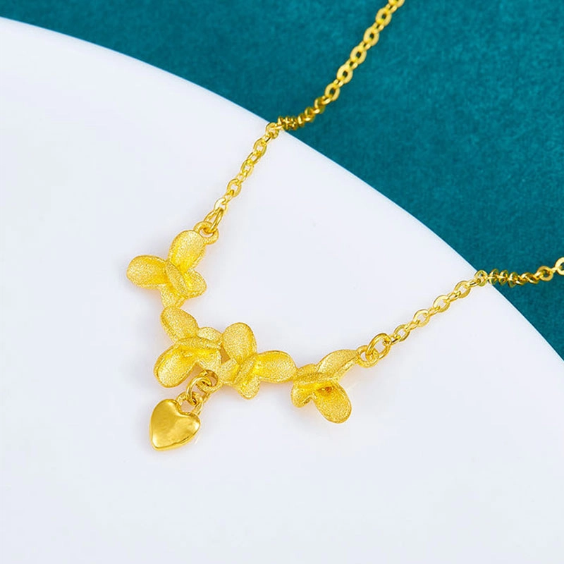 珍·如金 简约百搭蝴蝶流苏 足金 黄金项链 女款