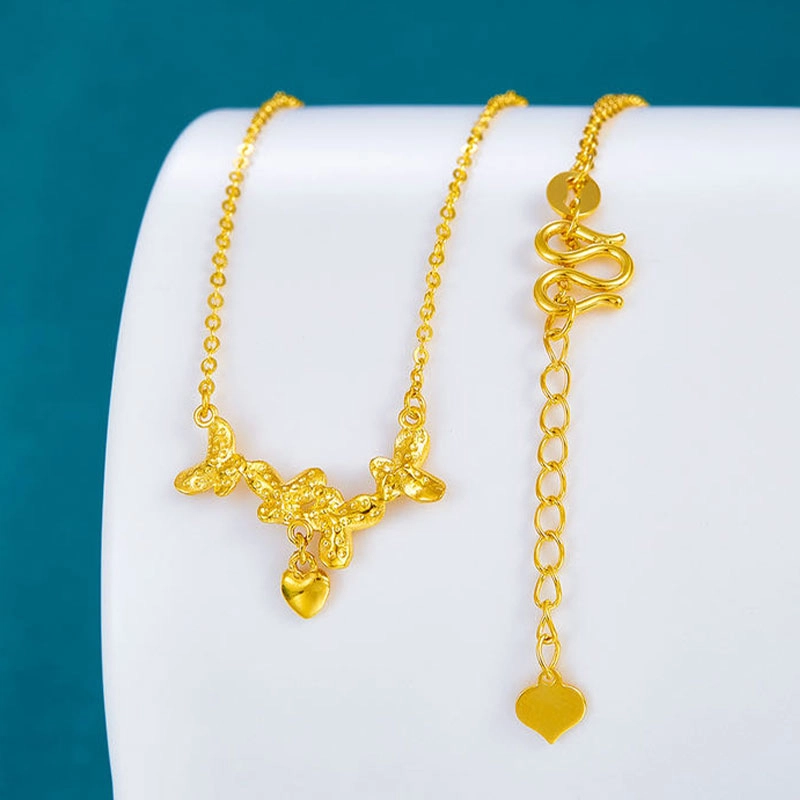 珍·如金 简约百搭蝴蝶流苏 足金 黄金项链 女款