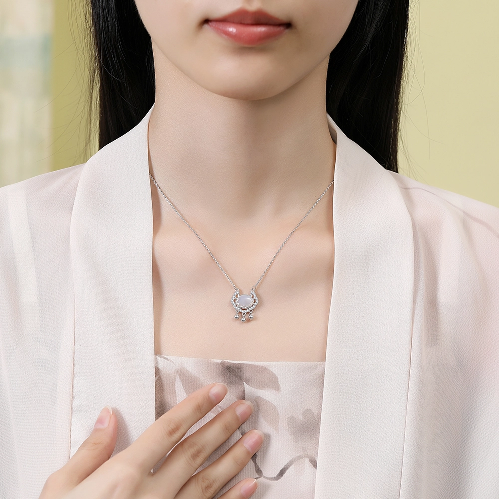 珍·如金 中国黄金 祥云平安锁 转运珠百搭新中式国潮个性#好运天然 玉髓 项链 女款