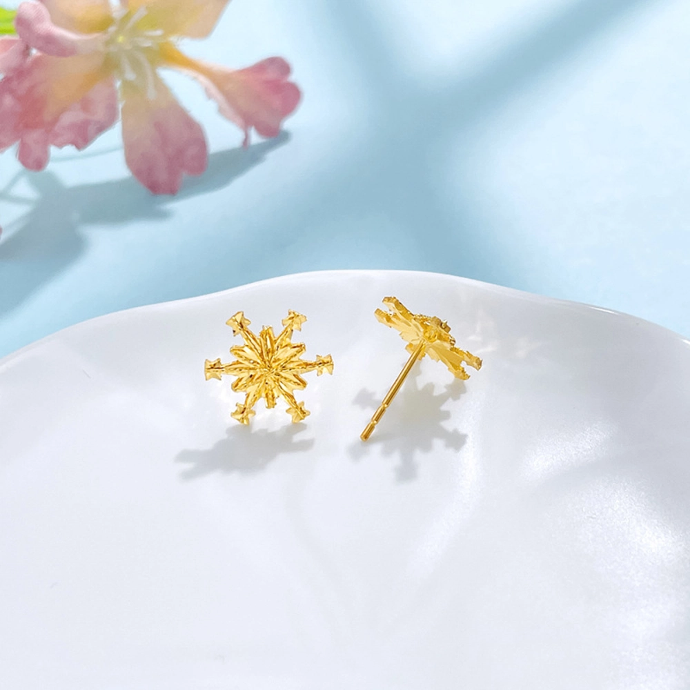中国黄金 珍·如金 绕线雪花 足金 按克计价 黄金耳钉 女款
