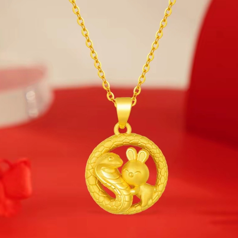 中国黄金 珍·如金 金蛇玉兔 国潮 足金 一口价 黄金项链 女款