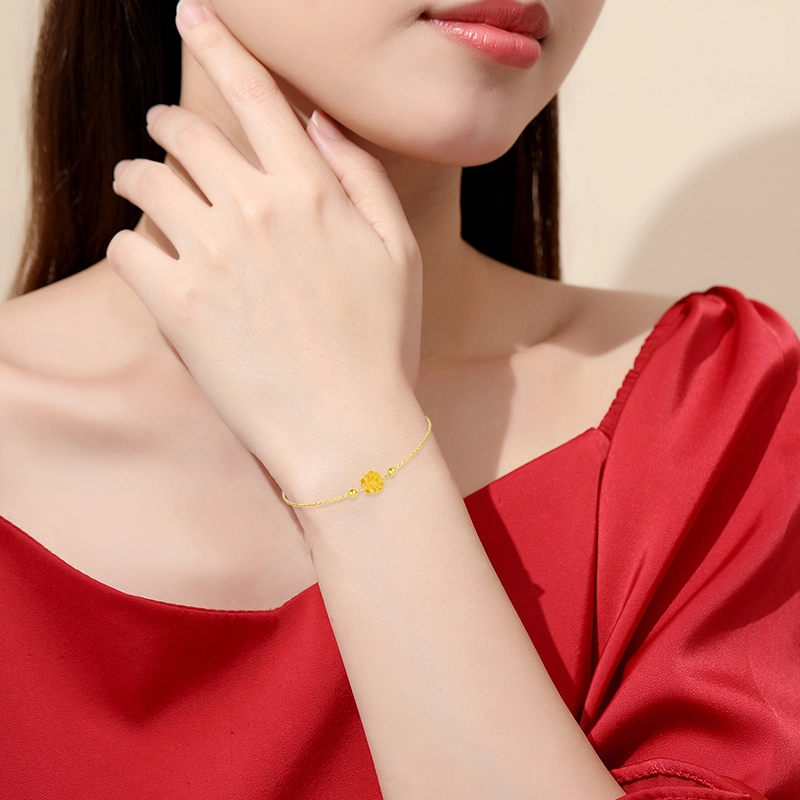 中国黄金 珍·如金 莲韵芳华 好运莲莲 足金 一口价 黄金手链 女款