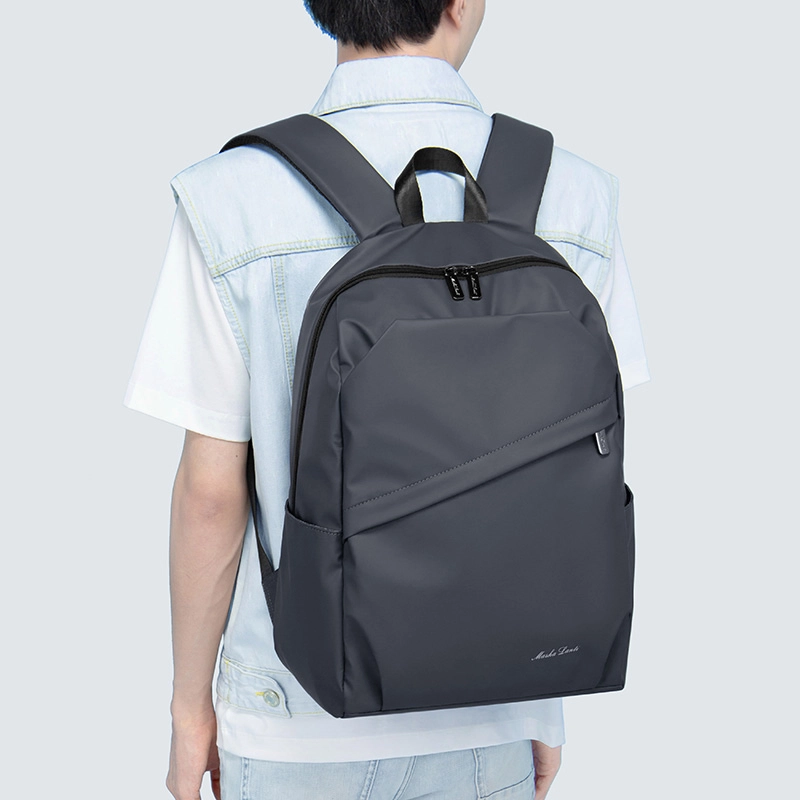 马莎兰缇 经典百搭机能纯色大容量防泼水运动出行商务差旅 织物 书包背包双肩包 大号 男款 黑色/烟灰色