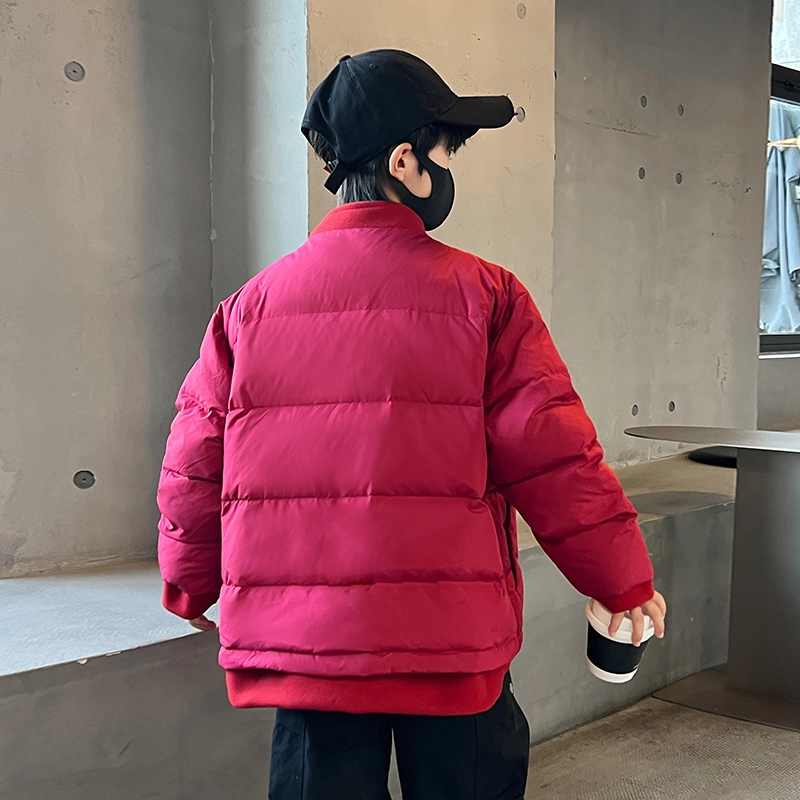 熊猫圆圆 男童时尚复古拼接假两件盘扣羽绒服 儿童款