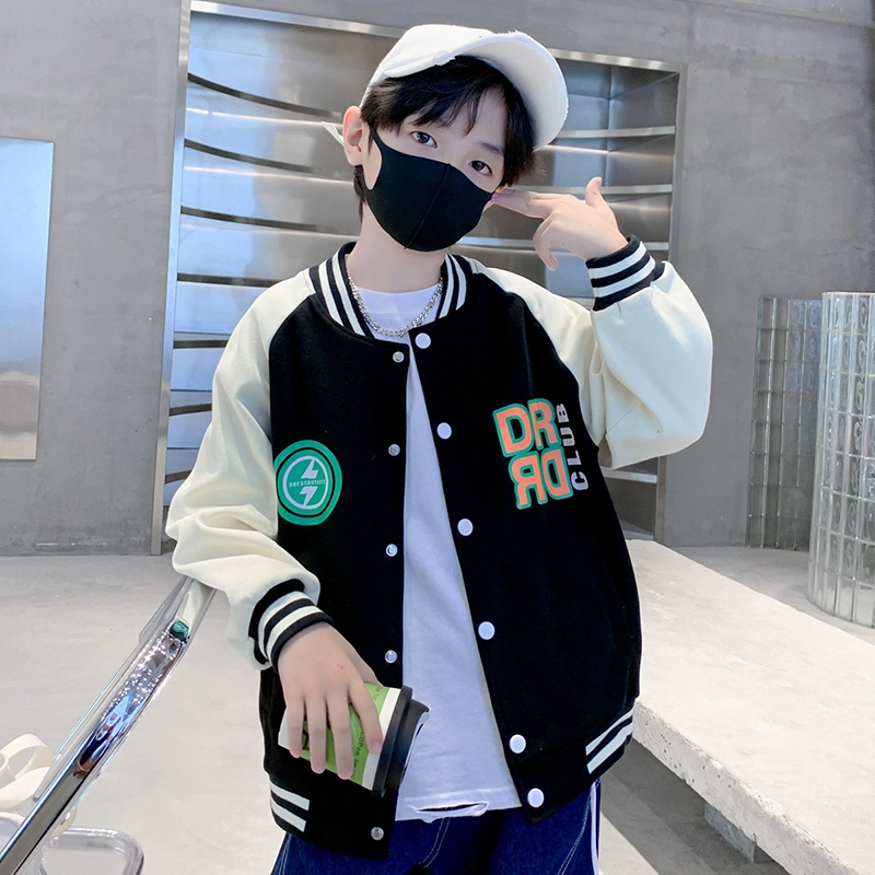 熊猫圆圆 男童时尚帅气拼色印花棒球服外套 儿童款