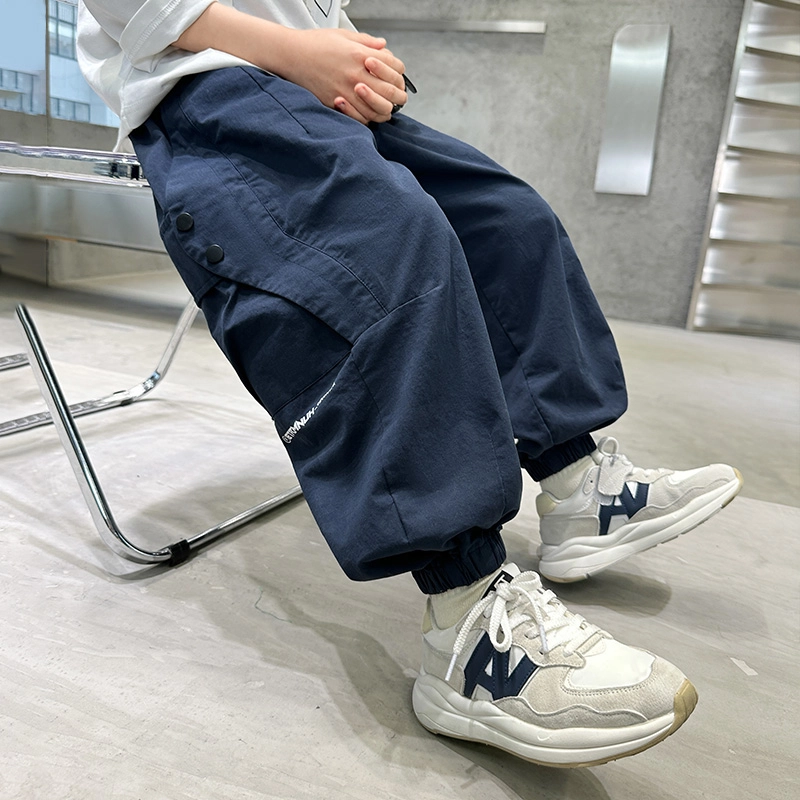 熊猫圆圆 童装 男童裤子儿童秋冬加绒工装裤大童加厚冬装男孩潮牌宽松束脚裤