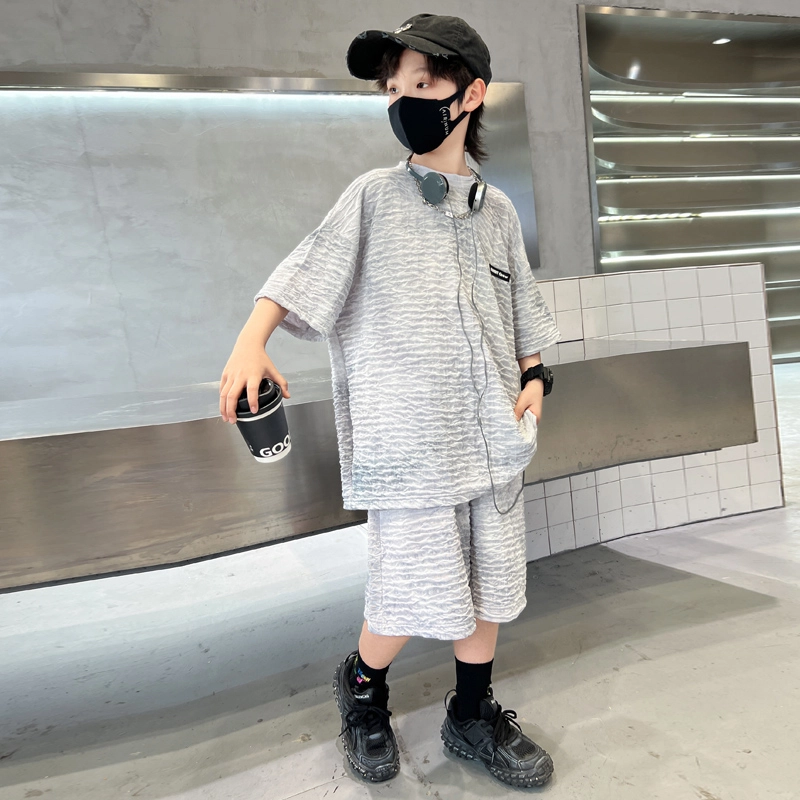 熊猫圆圆 夏季新款男中大童韩版扎染宝宝洋气针织休闲扎染短袖短裤套装 儿童款