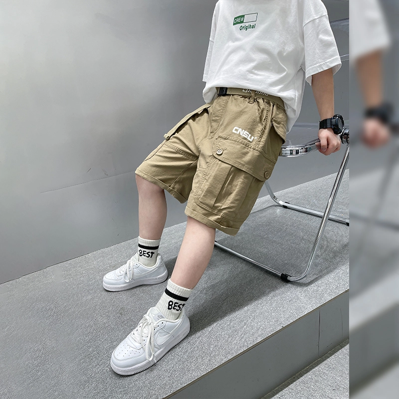 熊猫圆圆 男童夏季印花字母松紧腰工装五分休闲裤 儿童款