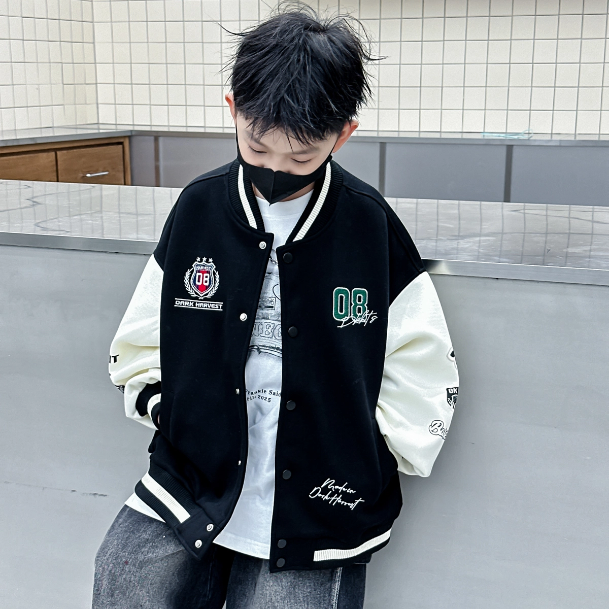 熊猫圆圆棒球服 时尚帅气潮牌刺绣潮流拼接百搭