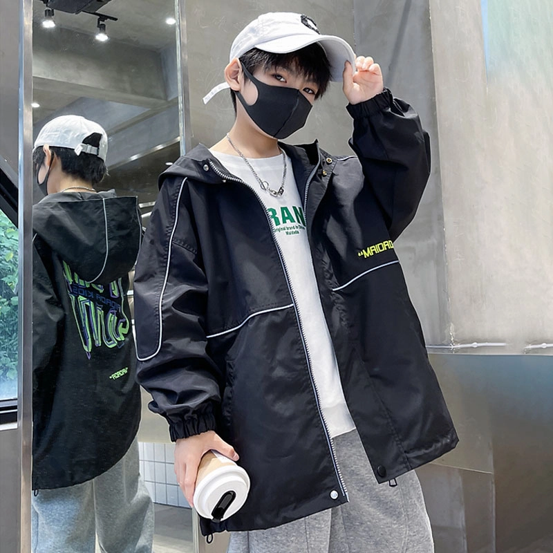 熊猫圆圆 童装 男童中大童秋冬新款韩版休闲帅气儿童中长款拉链开衫外套风衣潮