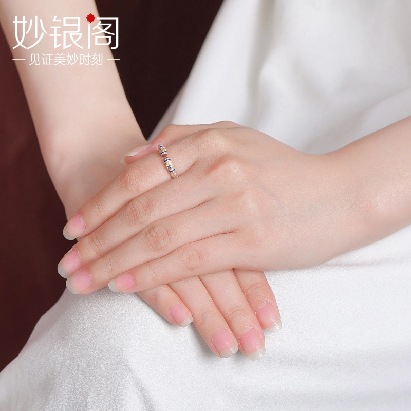 妙银阁 喜乐高级款轻奢 足银 戒指 女款