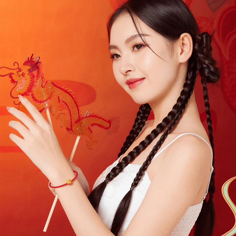 六福珠宝 转运珠灵龙系列荔枝龙果冻珐琅工艺路路通串珠 足金 一口价 黄金吊坠 男女同款情侣款
