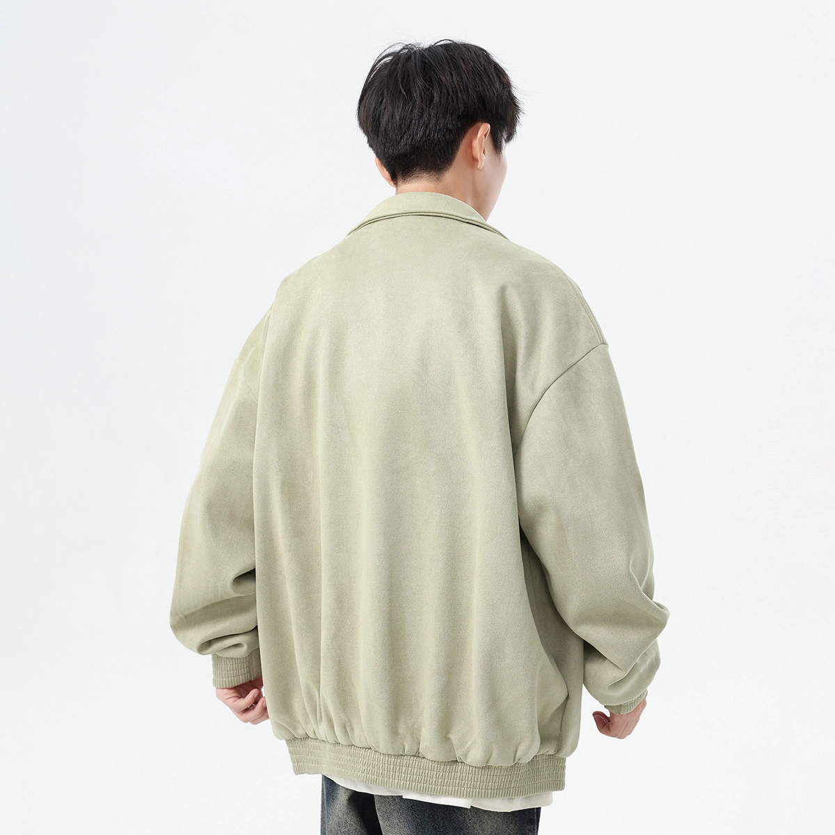 依文 美式高街潮牌复古时尚品牌字母印花无性别主义宽松工装飞行员防风日常单排扣潮流百搭夹克外套 男女同款