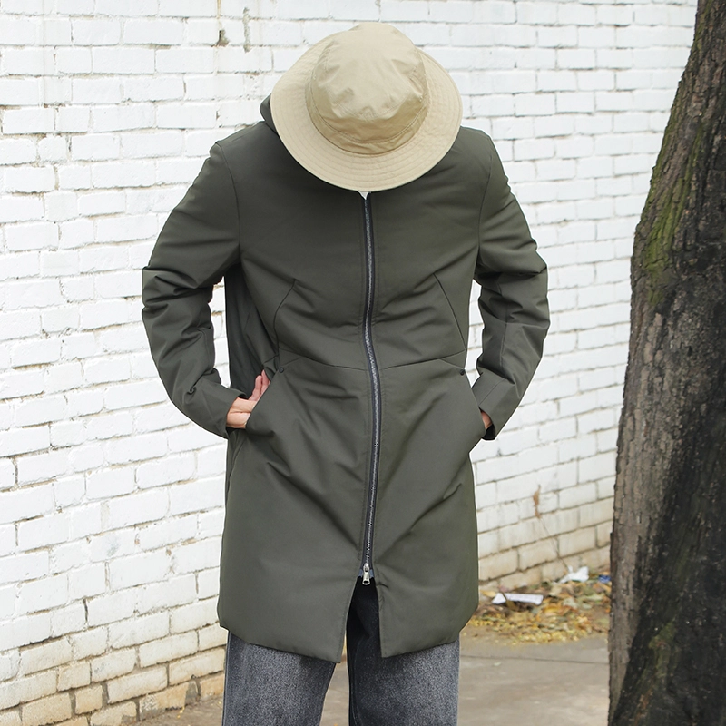 几朴 日系牛津布连帽长款羽绒服 男女同款 绿色
