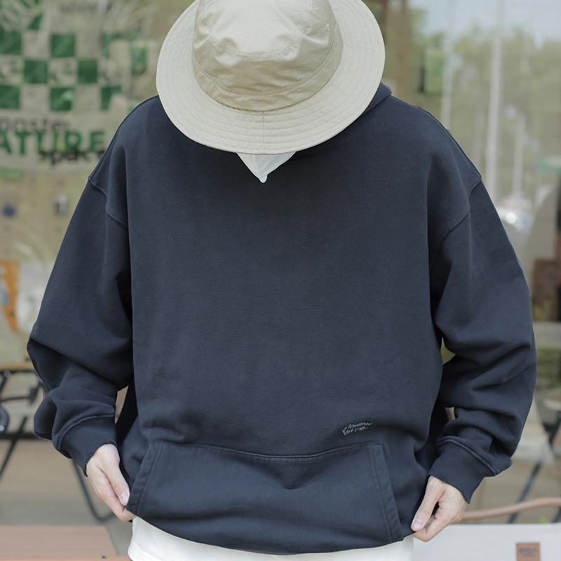 几朴 日系复古做旧套头连帽宽松落肩卫衣 男女同款