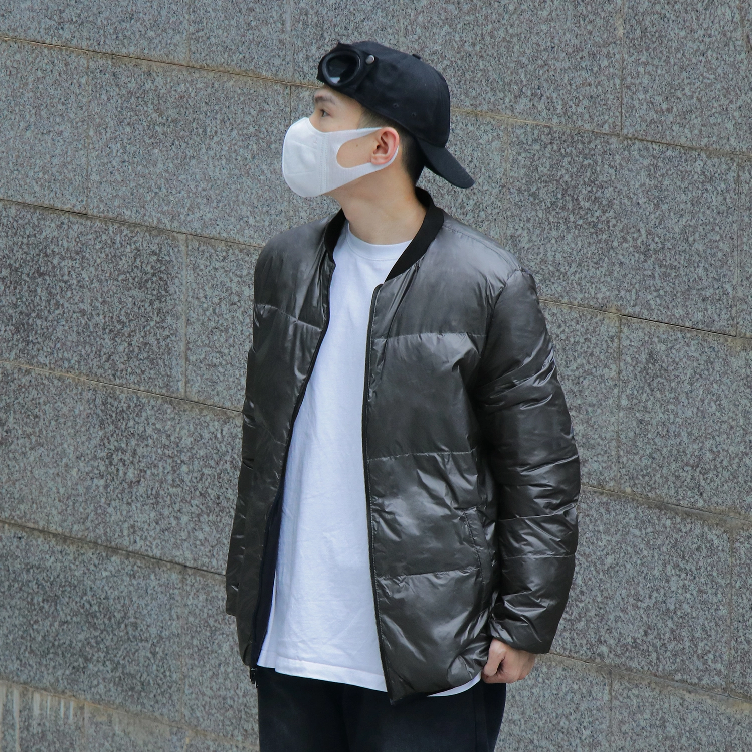 几朴 棒球领两面穿纯色轻便保暖羽绒服 男女同款