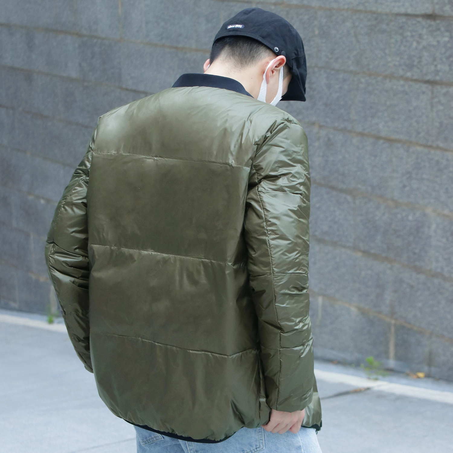 几朴 棒球领两面穿纯色轻便保暖羽绒服 男女同款