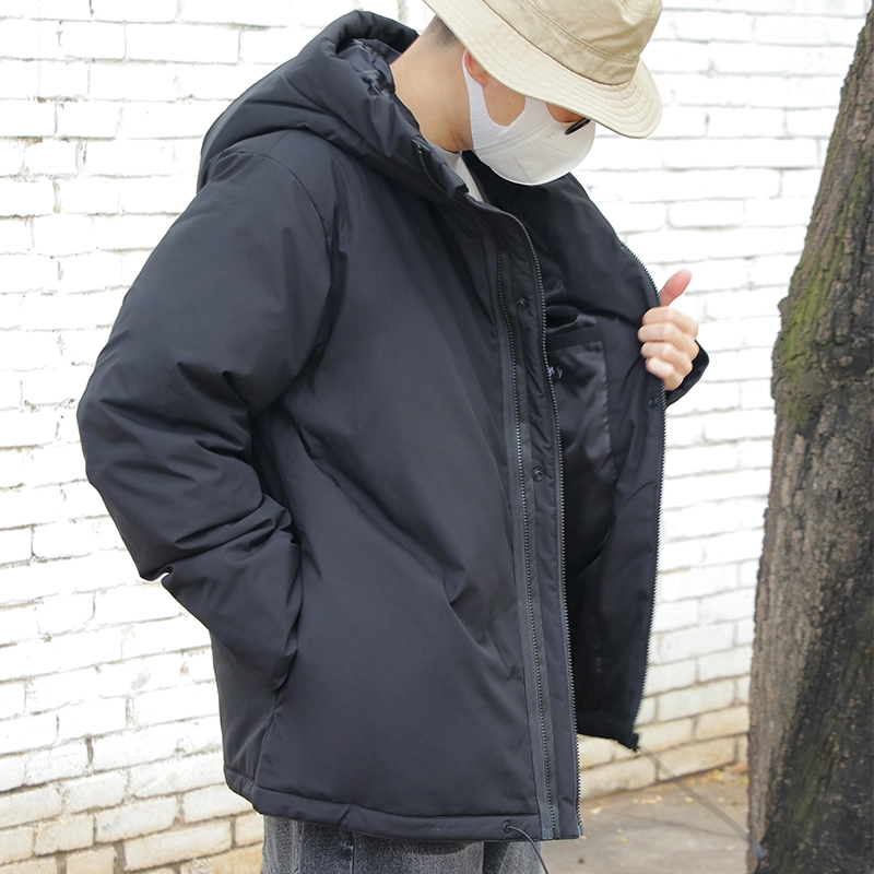 几朴 日系白鸭绒简约设计休闲保暖羽绒服 男女同款 黑色