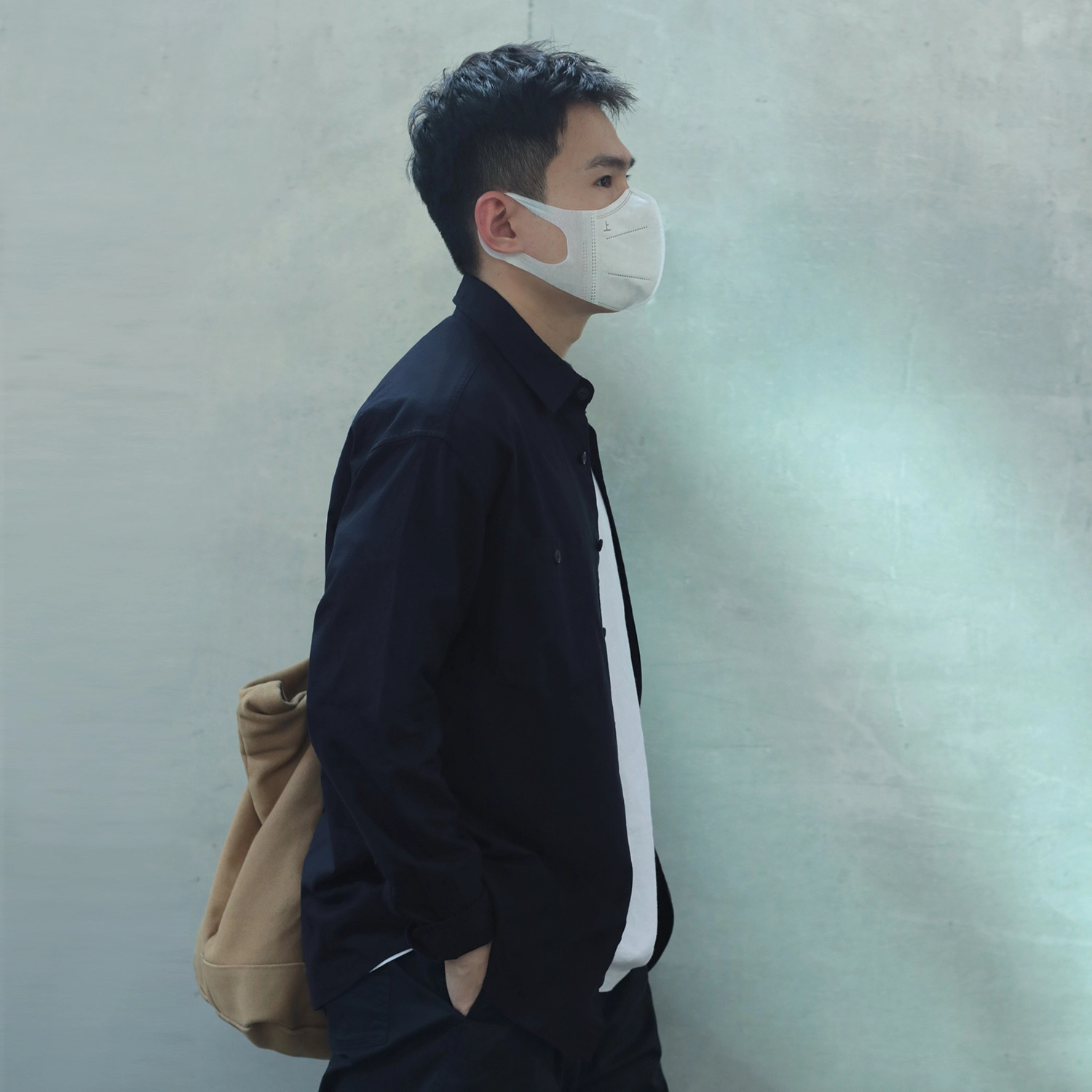 几朴 日系宽松双口袋工装风长袖衬衫 男女同款 藏青色