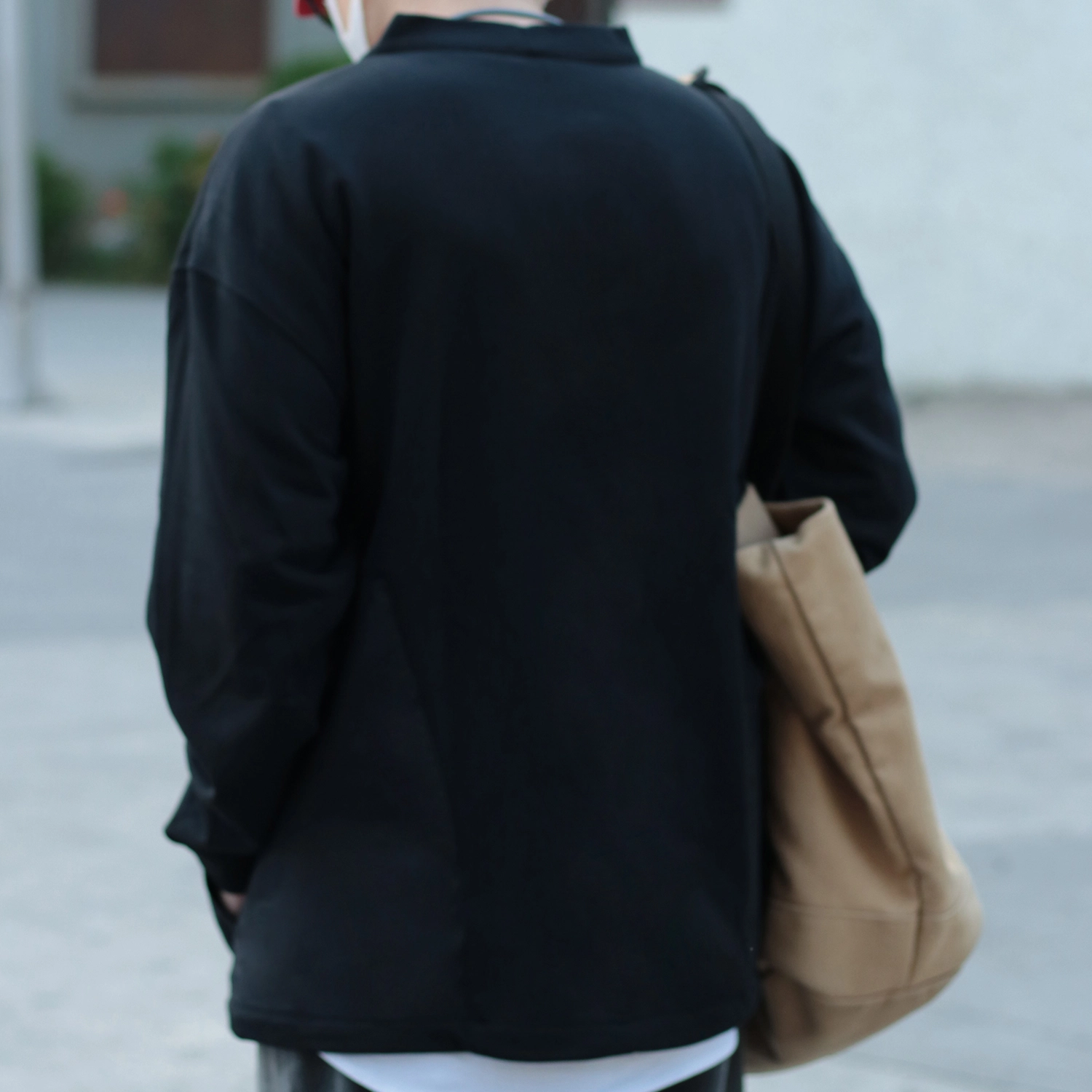 几朴 日系纯色大口袋长袖卫衣开襟外套春秋设计款 男女同款 黑色