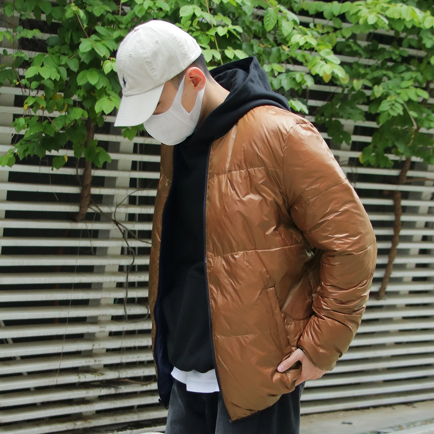 几朴 棒球领两面穿纯色轻便保暖羽绒服 男女同款