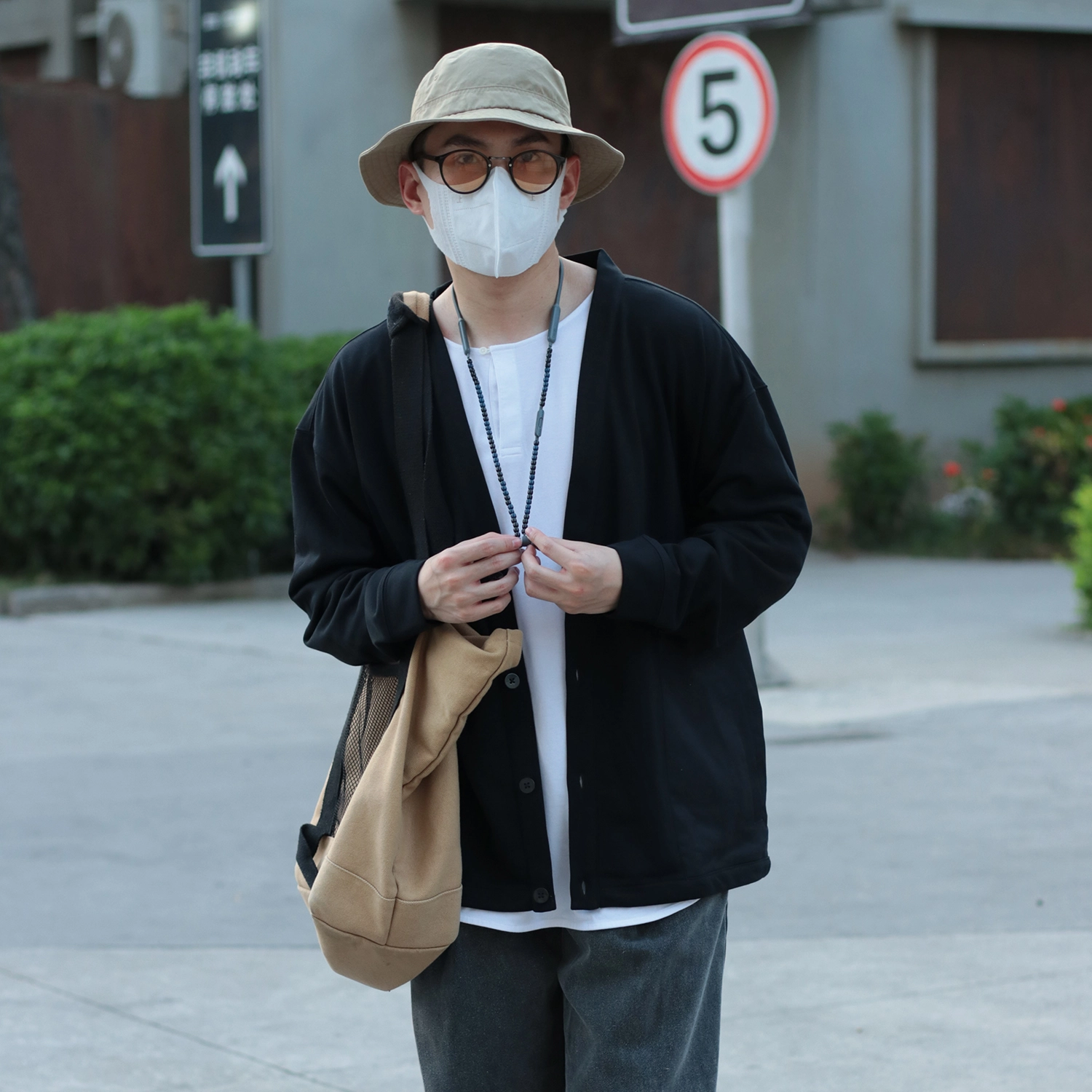 几朴 日系纯色大口袋长袖卫衣开襟外套春秋设计款 男女同款 黑色