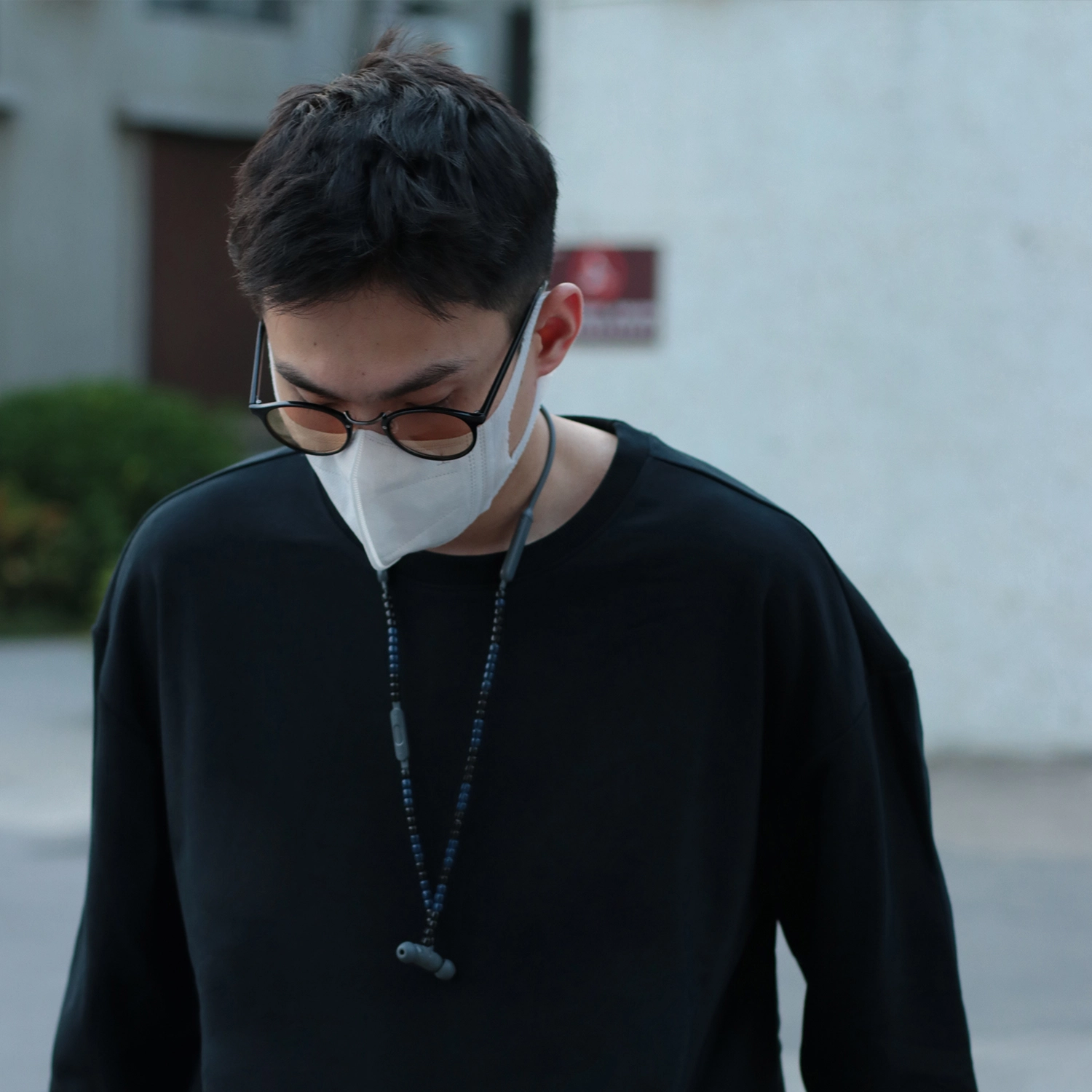 几朴 日系梭织拼接下摆抽绳休闲卫衣 男女同款 黑色