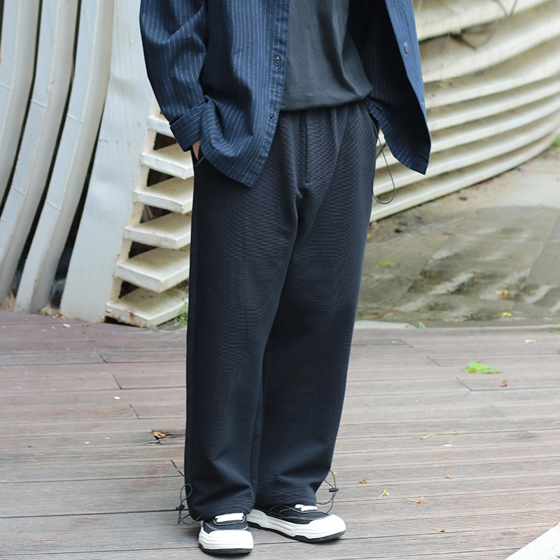 几朴 日系宽松休闲裤 男女同款 黑色