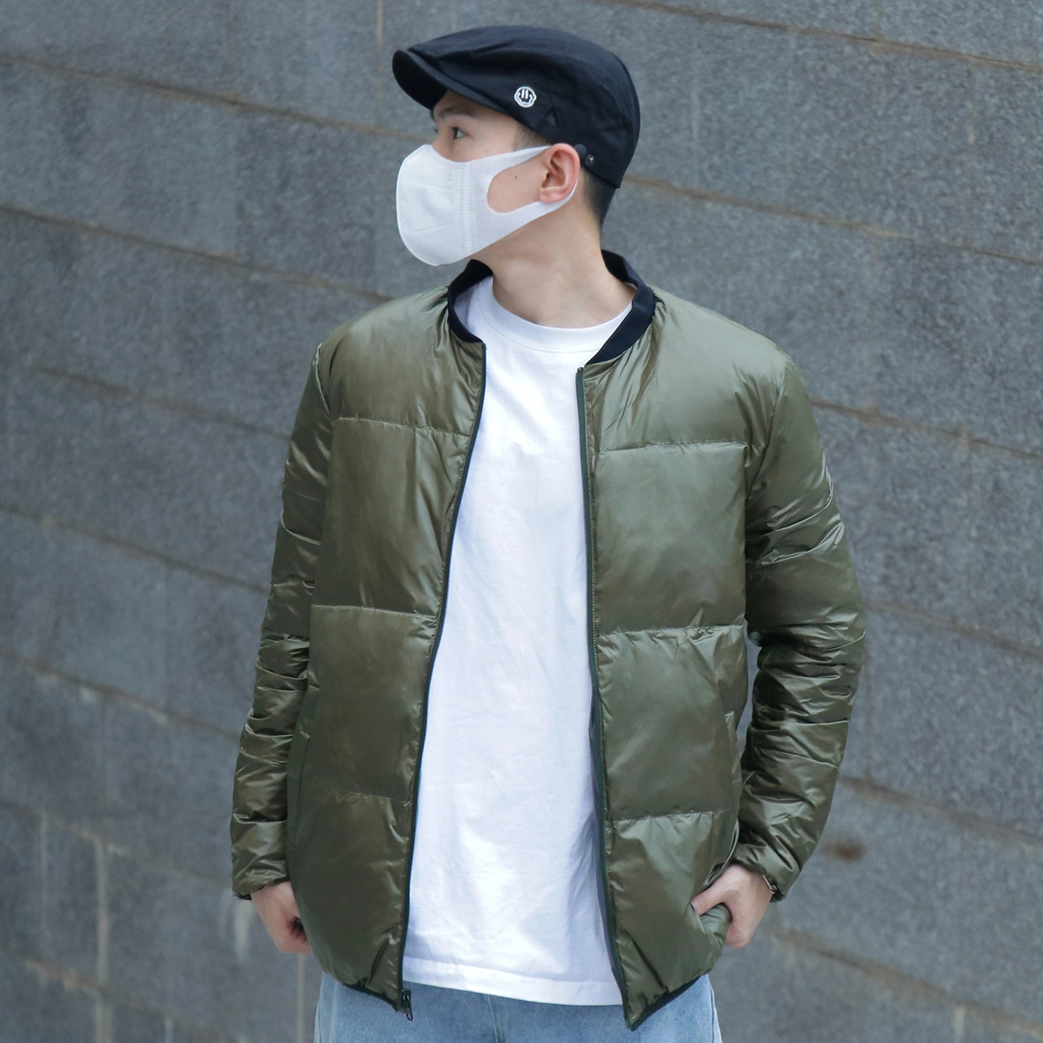 几朴 棒球领两面穿纯色轻便保暖羽绒服 男女同款