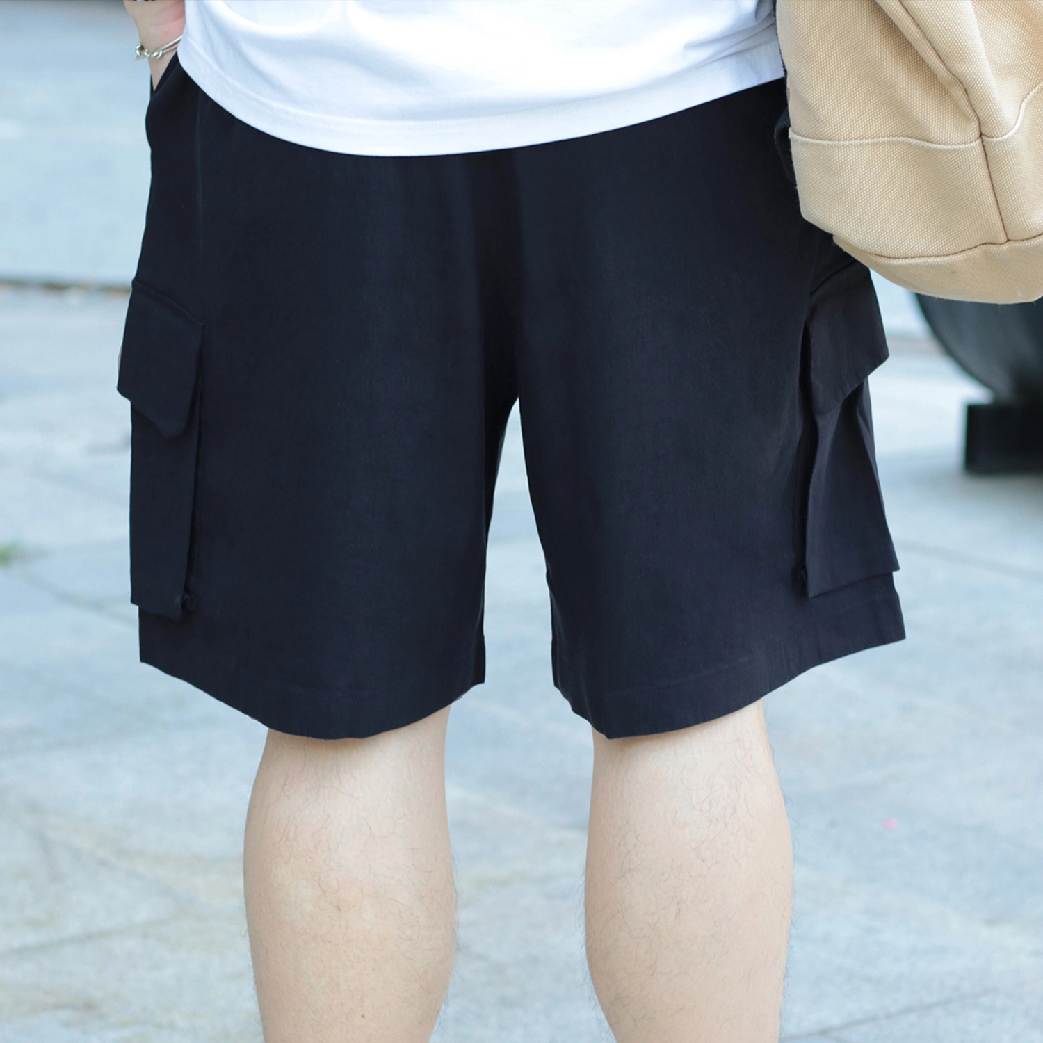 几朴 日系设计款凉爽工装休闲短裤 男女同款 藏青色