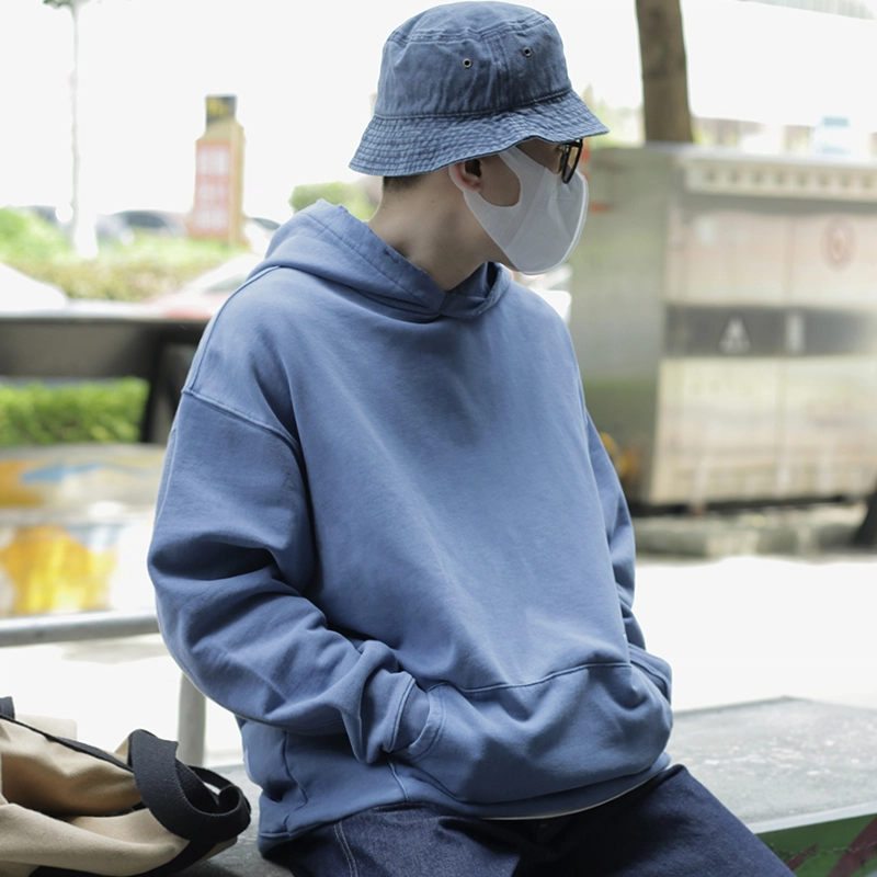 几朴 日系复古做旧套头连帽宽松落肩卫衣 男女同款