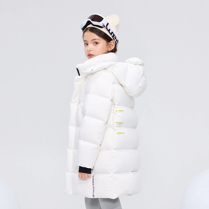 高梵 童装 黑金儿童鹅绒服纯色长款户外滑雪羽绒服 男童女童