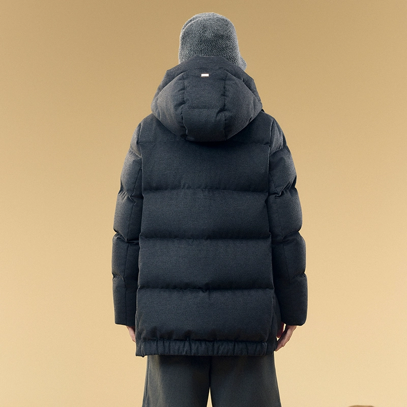高梵 袖口字母刺绣连帽保暖加厚羽绒服 女款 意式灰
