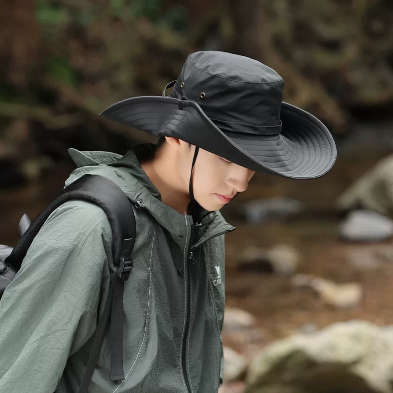 氧气樱桃 户外登山钓鱼西部牛仔遮阳防紫外线大帽檐 聚酯纤维 渔夫帽 男女同款情侣款