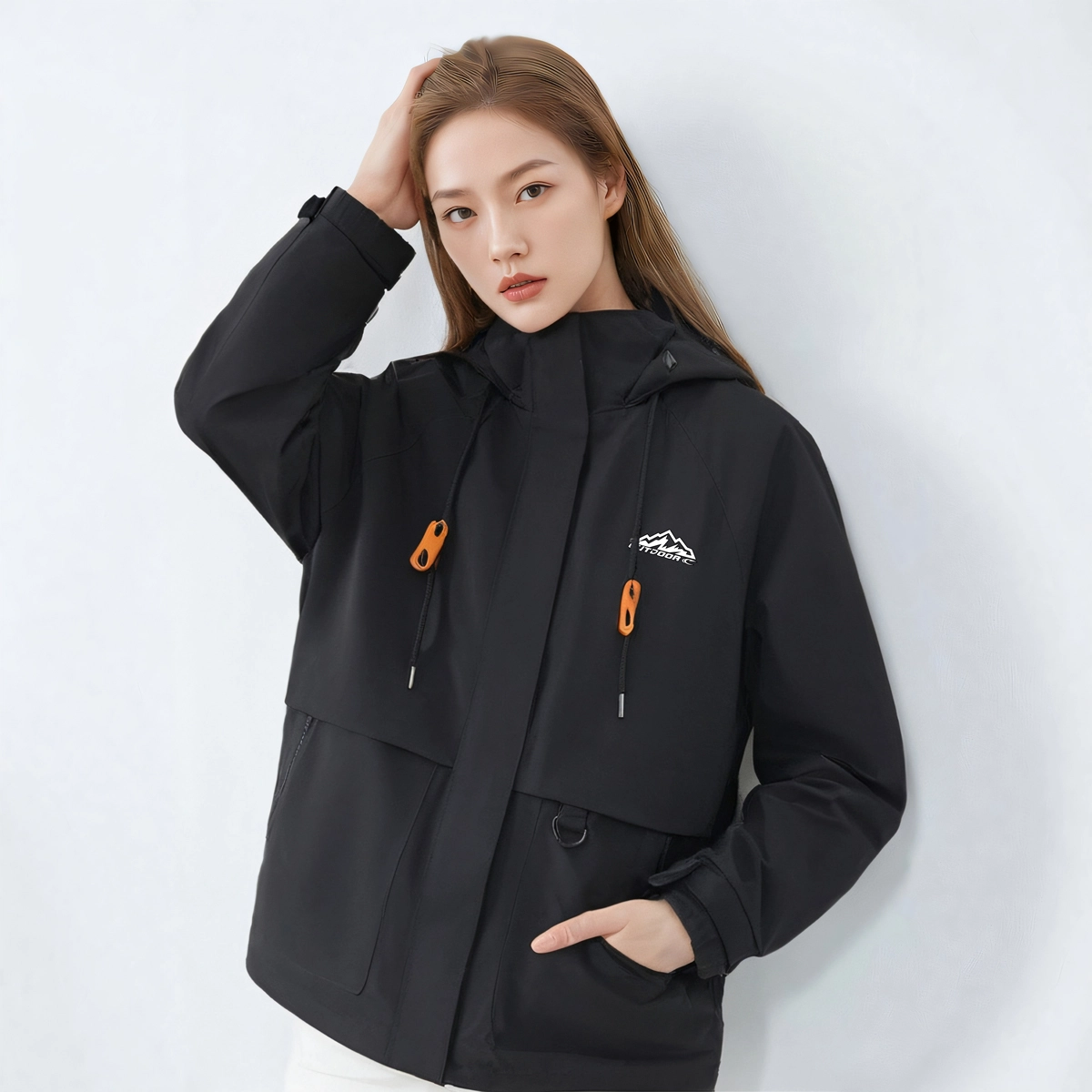 赛琪 玫瑰的故事户外登山防风防水机能风宽松百搭美拉德飞行员口袋工装休闲百搭连帽夹克外套 女款 向日葵色